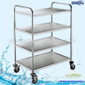 Stainless Steel Restaurant Trolley 4 Tiers Mobile Hand Push Food Cart For Sale